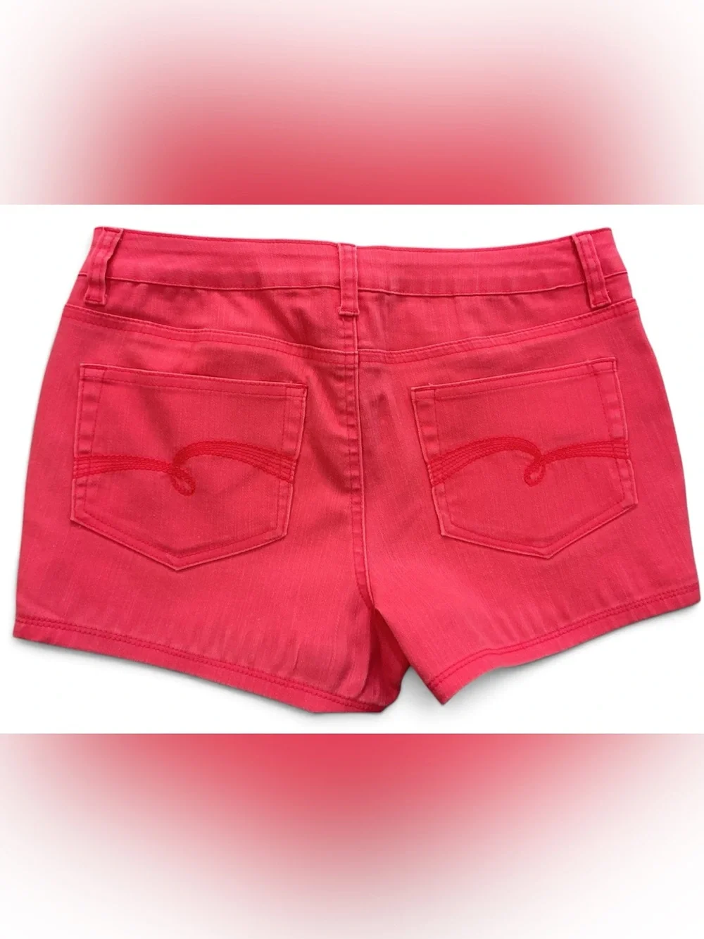 Justice Girls Pink Twill Denim Shorts Size 14.5 Plus Stretch Mid Rise NWT